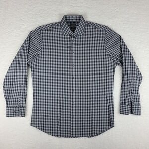 Calibrate Shirt Mens 16.5 34/35 Black Gray‎ Plaid Trim Fit Dress Button Up